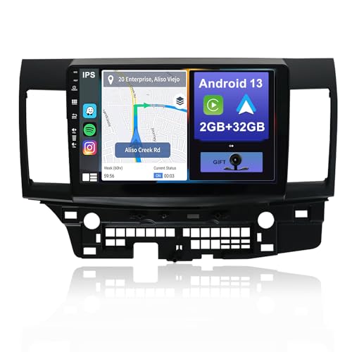 YUNTX Android 13 Autoradio kompatibel mit Mitsubishi Lancer (2010–2017) – 2 Din GPS – Rückfahrkamera KOSTENLOS-DAB/Lenkradsteuerung/Bluetooth/4G/WiFi/Bluetooth/Mirrorlink/Carplay von YUNTX