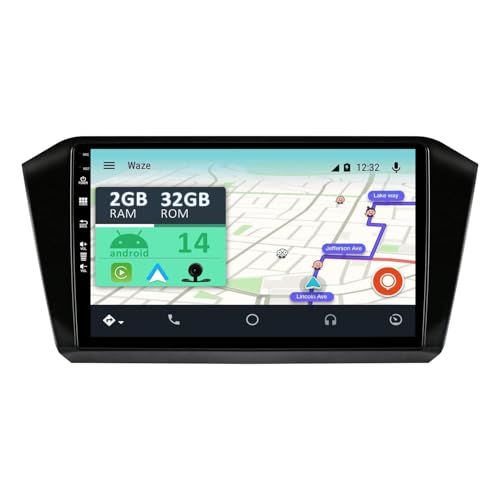 YUNTX Android 14 Autoradio für VW Passat b8 Magotan (2015-2018)-[Integriertes CarPlay/Android Auto/GPS]-10.1”IPS 2.5D Touchscreen-mit Kamera-DAB/Lenkradsteuerung/MirrorLink/Bluetooth 5.0/WiFi von YUNTX