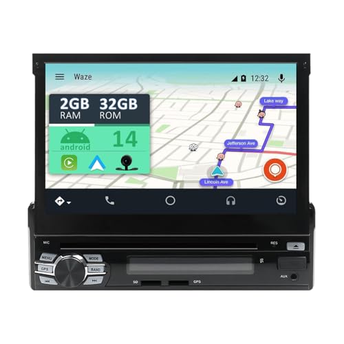 YUNTX Android 14 Universal Autoradio -[Integriertes CarPlay/Android Auto/GPS]-IPS 2.5D Touchscreen-mit Kamera-DAB/Lenkradsteuerung/MirrorLink/Bluetooth 5.0/WiFi/USB/4G/DVD/CD von YUNTX