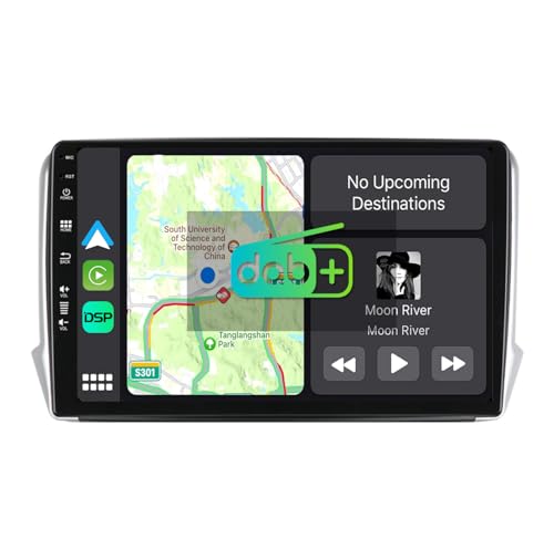 YUNTX [DAB-4G+64G] Android 12 Autoradio für Peugeot 2008 208 (2012-2018)-[Integriertes DAB+/CarPlay/Android Auto/DSP/GPS]-10.1” IPS Touch-Screen-Kostenlose MIC+Kamera-USB/MirrorLink/Bluetooth 5.0 von YUNTX