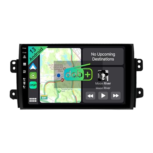 YUNTX [DAB-4G+64G] Android 12 Autoradio für Suzuki SX4 2006-2016/Fiat Sedici 2005-2014-[Integriertes DAB+/CarPlay/Android Auto/DSP/GPS]-9” IPS 2.5D Touch-Screen-MIC+Kamera-USB/MirrorLink/Bluetooth 5.0 von YUNTX