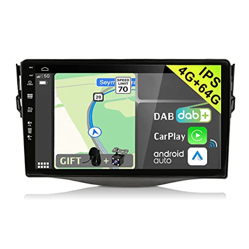 YUNTX [DAB-4G+64G] Android 12 Autoradio für Toyota RAV4(2007-2011)-[Integriertes DAB+/CarPlay/Android Auto/DSP/GPS]-9” IPS 2.5D Touch-Screen-MIC+Kamera-USB/MirrorLink/Lenkradsteuerung/Bluetooth 5.0 von YUNTX