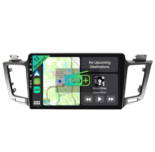 YUNTX [DAB-4G+64G] Android 12 Autoradio für Toyota RAV4(2013-2018)-[Integriertes DAB+/CarPlay/Android Auto/DSP/GPS]-9” IPS 2.5D Touch-Screen-Kostenlose MIC+Kamera-USB/MirrorLink/Bluetooth 5.0 von YUNTX