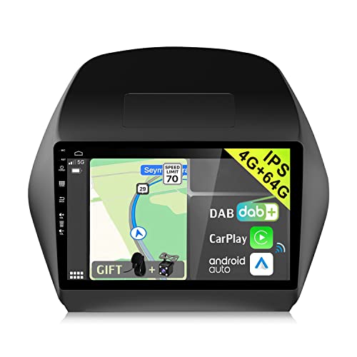 YUNTX [DAB-4G+64G] Android 13 Autoradio für Hyundai Tucson IX35(2010-2015)-[Integriertes DAB+/CarPlay/Android Auto/DSP/GPS]-10.1” IPS 2.5D Touch-Screen-Kostenlose MIC+Kamera-USB/MirrorLink/Bluetooth von YUNTX