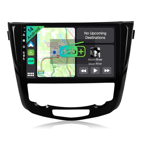 YUNTX [DAB-4G+64G] Android 13 Autoradio für Nissan X-Trail Qashqai j11 Rouge 2014-2018-[Integriertes DAB+/CarPlay/Android Auto/DSP/GPS]-10.1” IPS 2.5D Touch-Screen-MIC+Kamera-USB/MirrorLink von YUNTX