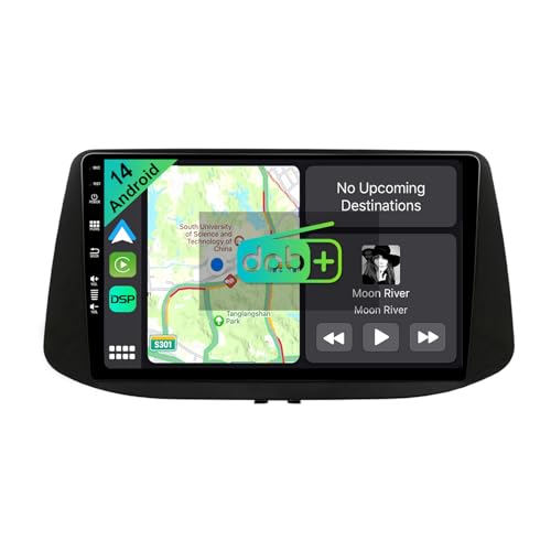 YUNTX [DAB-4G+64G] Android 14 Autoradio für Hyundai i30 (2017-2022)-[Integriertes DAB+/CarPlay/Android Auto/DSP/GPS]-9” IPS 2.5D Touch-Screen-MIC+Kamera-USB/MirrorLink/Bluetooth 5.0/Lenkradsteuerung von YUNTX