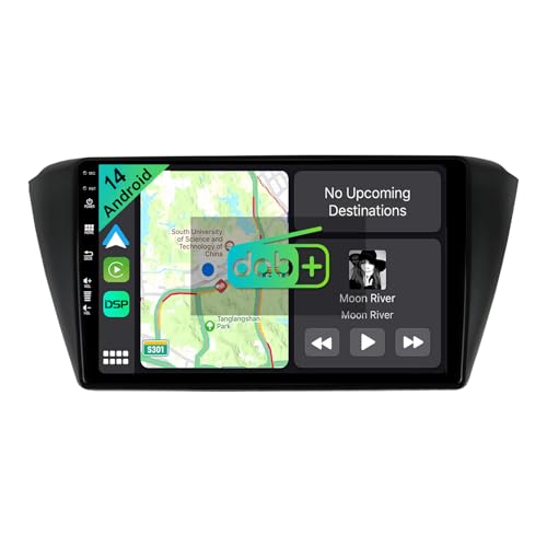 YUNTX [DAB-4G+64G] Android 14 Autoradio für Skoda Fabia 2015-2021-[Integriertes DAB+/CarPlay/Android Auto/DSP/GPS]-9” IPS 2.5D Touch-Screen-MIC+Kamera-USB/MirrorLink/Bluetooth von YUNTX