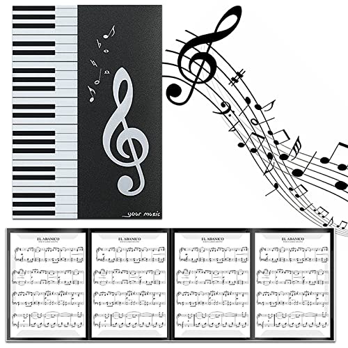 YUNYAN 6 Seitig Notenmappe für Notenblätter Faltbar Musikordner A4 Notenmappe Musik Ordnungsmappe Klavier-Notenordner Notenblätter Halter Aufbewahrung Schwarzer Ordner von YUNYAN