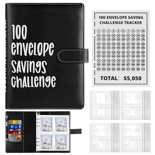 YUNYODA Sparbinder Geldsparen Challenge 100 Umschläge Binder A5 Geldsparmappe Schwarz YUNYODA Sparbinder Geldsparen Challenge 100 Umschläge Binder A5 Geldsparmappe Schwarz von YUNYODA