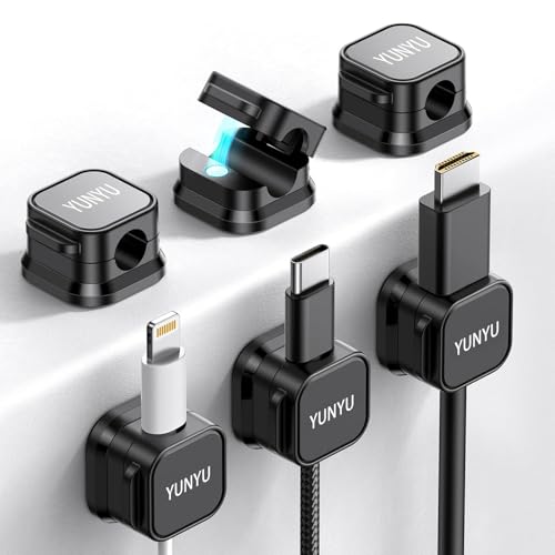 YUYUN Magnetische Kabel-Clips mit starkem Kleber für Schreibtisch, Wand und Auto, Kabel-Clips für Handy-Ladegeräte, Kopfhörer, Kabel für Büro, Küche, Fahrzeug, 6 Stück von YUNYU