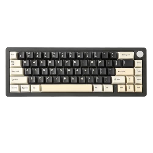 YUNZII AL66 Kabellose mechanische Tastatur, 65% Drehregler Aluminium Gaming Tastatur Bluetooth/2.4G/Wired Hot Swappable Switches, Dichtung montiert RGB Tastatur für Win/Mac(Milk Switch, Schwarz) von YUNZII