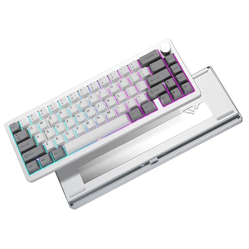 YUNZII AL68 Wireless Mechanical Tastaturen 60%, QMK/VIA AluminumTastatur,Hot Swappable Custom Keyboard with Knob, Gasket Structure,RGB Backlit Gaming Keyboard (Silver, Milk v2 Switch) von YUNZII