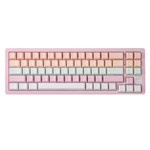 YUNZII AL71 68% mechanische Tastatur, All-Aluminium CNC, Hot-Swap-Ring, 2.4GHz Wireless BT5.0/USB-C Kabel-Gaming-Tastatur, NKRO RGB, für Win/Mac(Pink,Crystal White Switch) von YUNZII