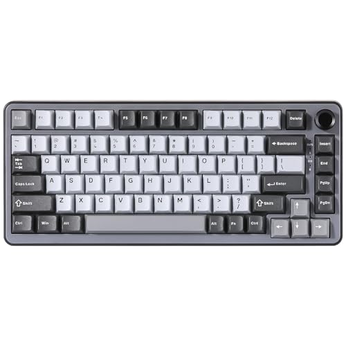 YUNZII B75 Mechanische Tastatur, 75% Hot Swappable Tastatur mit Knopf, RGB Backlit Dichtung Gaming Tastatur mit Double-Shot PBT Keycaps, Kirschprofil (Dark Grey, Cocoa Cream v2 Switch) von YUNZII