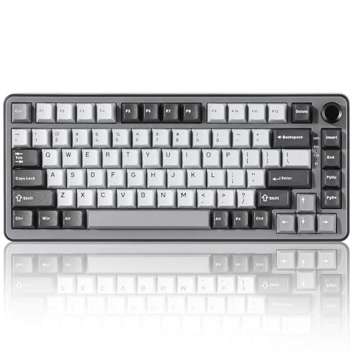 YUNZII B75 PRO Drahtlose Mechanische Tastatur, 75% Gaming Tastatur Dichtung Hot Swap Custom Keyboard mit Knopf, Vorgeschmierte Schalter RGB, Tri-Mode Keyboard (Dark Grey, Cocoa Cream V2 Switch) von YUNZII