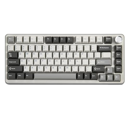 YUNZII B75 PRO Drahtlose Mechanische Tastatur, 75% Gaming Tastatur Dichtung Hot Swap Keyboard mit Knopf, Vorgeschmierte Schalter RGB, BT/Type-C/2.4G Creamy Keyboard(Cocoa Cream V2 Switch,Grau) von YUNZII