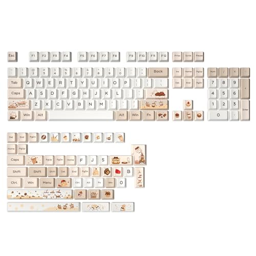 YUNZII Boba Dye Sub PBT Tastenkappen,154 Volle Tasten,PBT Benutzerdefinierte Tastenkappen mit Tastenabzieher Für Cherry Gateron MX Switches Mechanische Gaming-Tastatur (Kirschprofil,Boba) von YUNZII