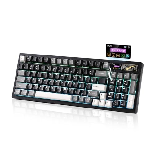YUNZII IF99 Drahtlose Mechanische Gaming Tastatur mit Smart LCD Display, QMK/VIA Programmierbare BT/2.4G/USB-C Dichtung Montiert Hot Swap RGB 96% Layout für Mac/Win (Black, Zero linear) von YUNZII