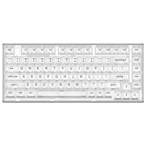 YUNZII X75 PRO 82 Key Wireless Hot Swappable Mechanical Gaming Keyboard with Transparent Keycaps,BT5.0/2.4G/USB-C, Gasket Mount Keyboard,for Windows/Mac (Crystal White Switch, Wireless-White) von YUNZII