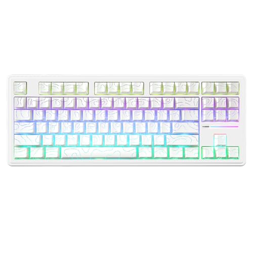 YUNZII YZ87 Dichtung Mechanische Tastatur, TKL Wireless Hot Swappable Gaming Tastatur mit 4-Layer Polsterung, BT5.0/2.4G/USB-C NKRO RGB Gaming Tastatur für Linux/Win/Mac (White line, Milk Switch) von YUNZII