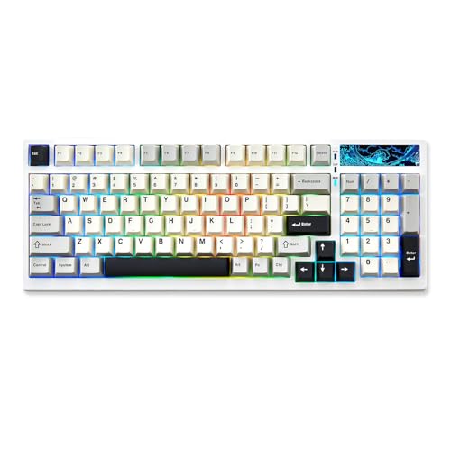 YUNZII YZ98 Gasket Mechanical Keyboard 99 Tasten Hot-Swap BT5.0/2.4G/USB-C Wireless Gaming Keyboard NKRO 98% 1800 Layout mit RGB LED Hintergrundbeleuchtung für Linux/Win/Mac(Milk Switch, Weiß) von YUNZII