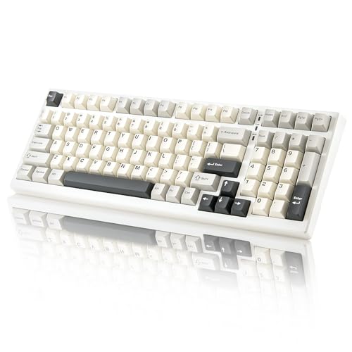 YUNZII YZ98 Gasket Mechanical Keyboard 99 Tasten Hot-Swap BT5.0/2.4G/USB-C Wireless Gaming Keyboard NKRO 98% Layout mit RGB LED Hintergrundbeleuchtung für Linux/Win/Mac(Milk Switch, Weiß) von YUNZII