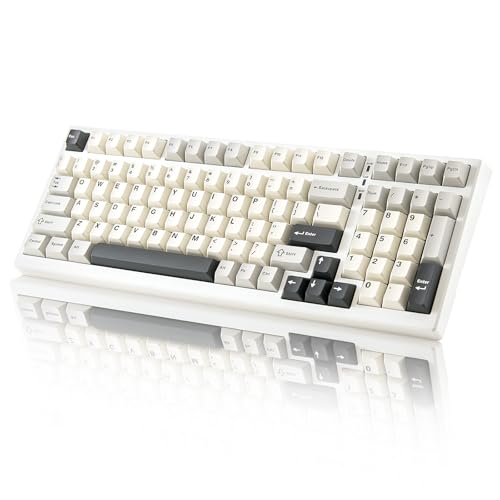 YUNZII YZ98 Gasket Mechanical Keyboard 99 Tasten Hot-Swap BT5.0/2.4G/USB-C Wireless Gaming Keyboard NKRO 98% 1800 Layout mit RGB LED Hintergrundbeleuchtung für Linux/Win/Mac(Milk Switch, Weiß) von YUNZII