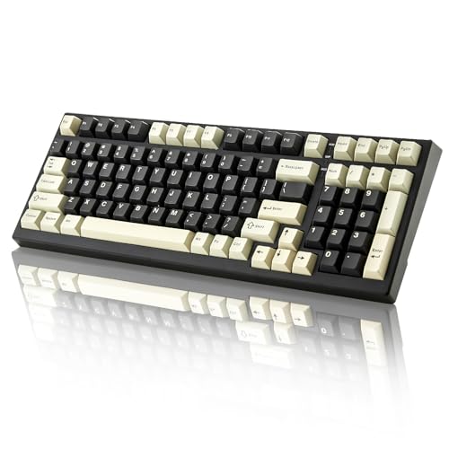 YUNZII YZ98 Gasket Mechanical Keyboard 99 Tasten Hot-Swap BT5.0/2.4G/USB-C Wireless Gaming Keyboard NKRO 98% 1800 Layout mit RGB LED Hintergrundbeleuchtung für Linux/Win/Mac(Milk Switch,Schwarz) von YUNZII