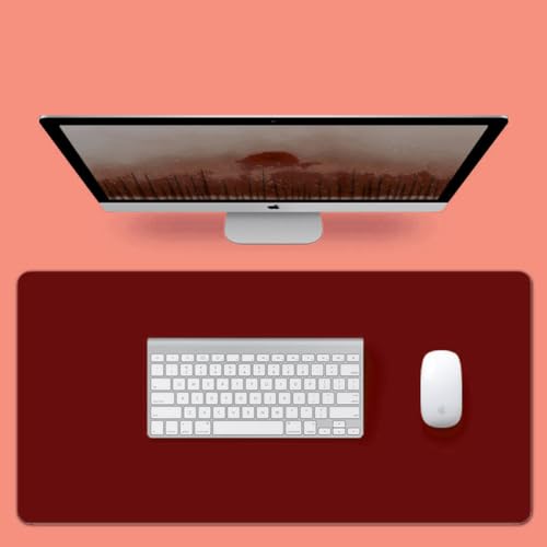 Schreibtischunterlage aus PU-Leder, wasserdicht, rutschfeste Laptop-Matte, Tischunterlage, leicht zu reinigen, Schreibtischschutz für Büro, Zuhause, Schule (rot, 60 x 40 cm) von YURRO