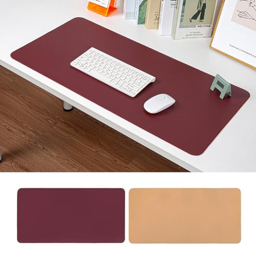 Schreibtischunterlage aus PU-Leder und Kork, doppelseitig, Laptop-Mauspad, wasserdicht, Schreibtischunterlage für Büro, Zuhause, Schule (Rot, 120 x 60 cm) von YURRO