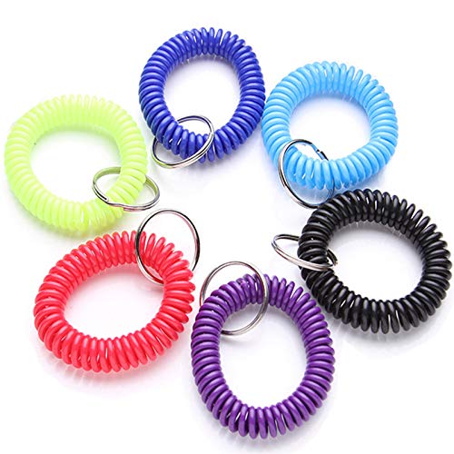 6er Set Handgelenk Schlüsselanhänger YUTOU Dehnbare Federspirale flexible Spiral Spule dehnbares Armband mit Schlüsselring für Fitnessstudio Schwimmbad Haustiergepäck(6 Farben) von YUTOU