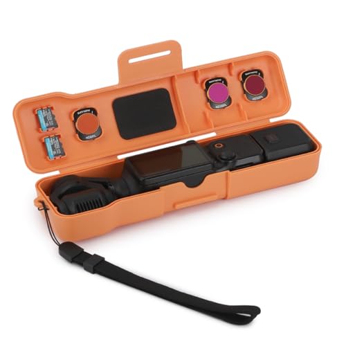 YUULNMOP Flip-Open Schutzhülle für DJI OSMO Pocket 3, magnetische Objektivfilter-Aufbewahrungsschlitze, Gimbal-Abdeckung, Kameralinse, Displayschutzkappe für Pocket 3 Zubehör (Orange) von YUULNMOP