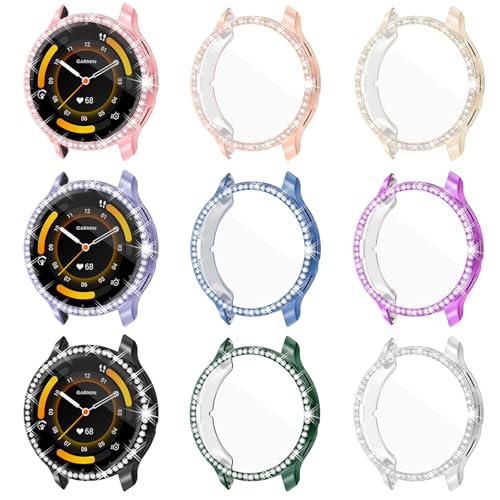 Displayschutzfolie für Garmin Venu3S 41 mm, Glitzer-Strass-Hülle, weiche TPU-Schutzhülle, Bling Bumper für VENU3S Smartwatch (9 Farben), 9 Stück von YUVIKE