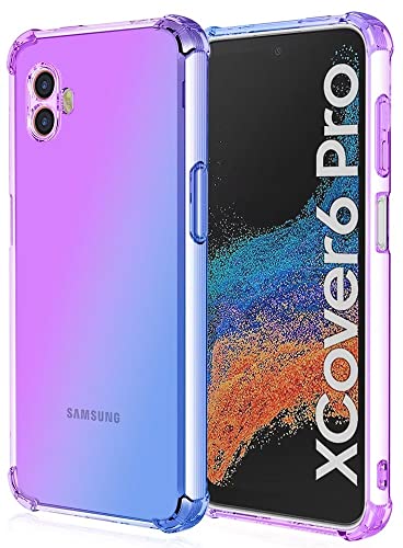 YUWEN Bunt Farbverlauf Hülle für Samsung Galaxy Xcover6 Pro, Durchscheinend TPU Silikon Handyhülle mit StoßFest Bumper - Lila Blau von YUWEN