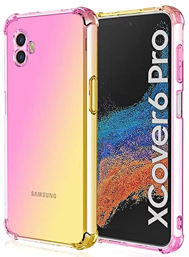 YUWEN Bunt Farbverlauf Hülle für Samsung Galaxy Xcover6 Pro, Durchscheinend TPU Silikon Handyhülle mit StoßFest Bumper - Rosé Gold von YUWEN