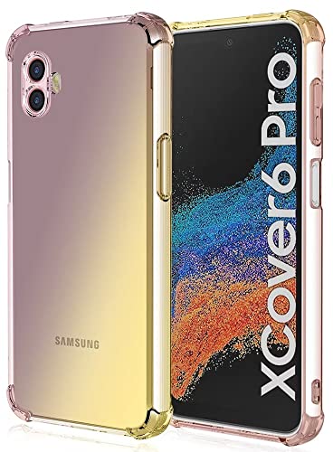 YUWEN Bunt Farbverlauf Hülle für Samsung Galaxy Xcover6 Pro, Durchscheinend TPU Silikon Handyhülle mit StoßFest Bumper - Schwarz Gold von YUWEN