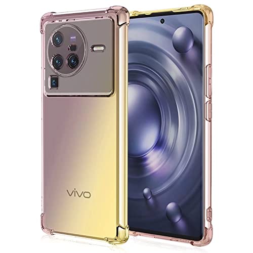 YUWEN Bunt Farbverlauf Hülle für VIVO X80 Pro, Durchscheinend TPU Silikon Handyhülle mit StoßFest Bumper - Schwarz Gold von YUWEN