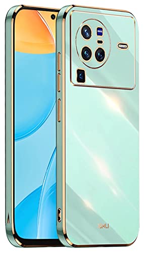 YUWEN Handyhülle für VIVO X80 Pro Hülle, Bunte und Glänzende TPU Silikon Case mit Goldenem Rand Design - Grün von YUWEN