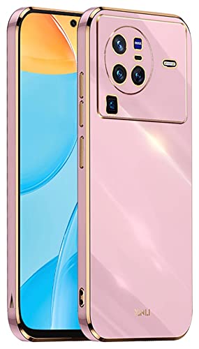 YUWEN Handyhülle für VIVO X80 Pro Hülle, Bunte und Glänzende TPU Silikon Case mit Goldenem Rand Design - Violett von YUWEN