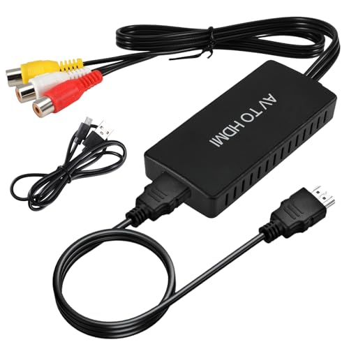 YUWJOOWEE RCA auf HDMI Konverter AV auf HDMI Adapter mit USB-C Kabel RCA Eingang Ausgang Video Audio Adapter 1080P AV zu HDMIConverter für PS2/ PS3/Xbox/SNES/N64/VHS/VCR/DVD YUWJOOWEE RCA auf HDMI Konverter AV auf HDMI Adapter mit USB-C Kabel RCA Eingang Ausgang Video Audio Adapter 1080P AV zu HDMIConverter für PS2/ PS3/Xbox/SNES/N64/VHS/VCR/DVD von YUWJOOWEE