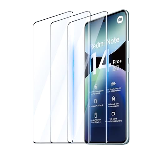 YUXINDZ 3 Stück Schutzfolie für Xiaomi Redmi Note 14 Pro+ Plus 5G, Displayschutz Folie 9H Härte Anti-Kratzer, Bläschenfrei, HD Klar YUXINDZ 3 Stück Schutzfolie für Xiaomi Redmi Note 14 Pro+ Plus 5G, Displayschutz Folie 9H Härte Anti-Kratzer, Bläschenfrei, HD Klar von YUXINDZ