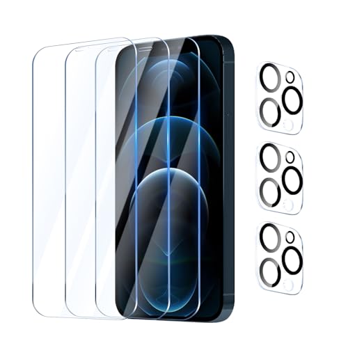 YUXINDZ 3 Stück Schutzfolie für iPhone 12 Pro Max 6,7 Zoll mit 3 Stück Kameraschutz, Displayschutz Kamera Schutz Folie 9H Härte Anti-Kratzer, Bläschenfrei, HD Klar von YUXINDZ