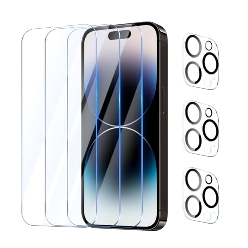 YUXINDZ 3 Stück Schutzfolie für iPhone 14 Pro Max 6,7 Zoll mit 3 Stück Kameraschutz, Displayschutz Kamera Schutz Folie 9H Härte Anti-Kratzer, Bläschenfrei, HD Klar YUXINDZ 3 Stück Schutzfolie für iPhone 14 Pro Max 6,7 Zoll mit 3 Stück Kameraschutz, Displayschutz Kamera Schutz Folie 9H Härte Anti-Kratzer, Bläschenfrei, HD Klar von YUXINDZ