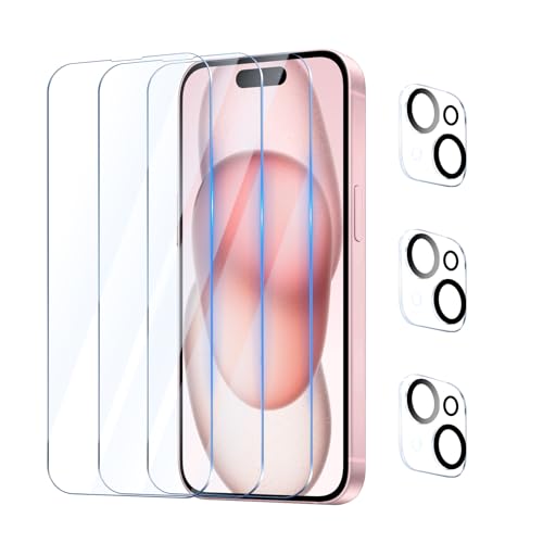 YUXINDZ 3 Stück Schutzfolie für iPhone 15 6,1 Zoll mit 3 Stück Kameraschutz, Displayschutz Kamera Schutz Folie 9H Härte Anti-Kratzer, Bläschenfrei, HD Klar YUXINDZ 3 Stück Schutzfolie für iPhone 15 6,1 Zoll mit 3 Stück Kameraschutz, Displayschutz Kamera Schutz Folie 9H Härte Anti-Kratzer, Bläschenfrei, HD Klar von YUXINDZ