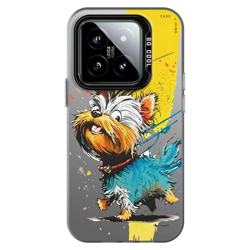 YUXING Handyhülle für Xiaomi 14 5G Hülle Ultra Dünn Stoßfeste Schutzhülle mit Blumen Tier Graffiti Art Muster Design Slim Bumper Case Cover, Puppy von YUXING