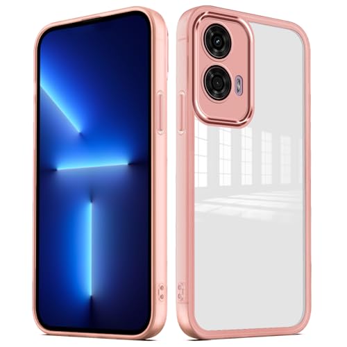YUXING Hülle für Motorola Moto E14 / G24 / G04 / G04s Handyhülle Transparente mit Kameraschutz Folie Ultra Dünnes Schutzhülle Bumper Slim Case Back Cover - Rosa von YUXING