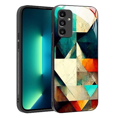 YUXING Hülle für Samsung Galaxy A14 5G - Abstraktes Geometrie Muster Design Handyhülle Dünn Kratzfest Glas Rückseite, rutschfest Stoßfeste Schutzhülle (Geometry,02) von YUXING