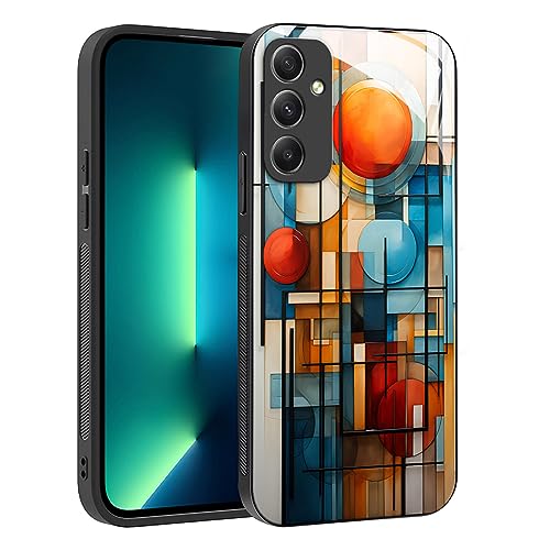 YUXING Hülle für Samsung Galaxy A34 5G - Abstraktes Geometrie Muster Design Handyhülle Dünn Kratzfest Glas Rückseite, rutschfest Stoßfeste Schutzhülle (Abstact Art,02) von YUXING