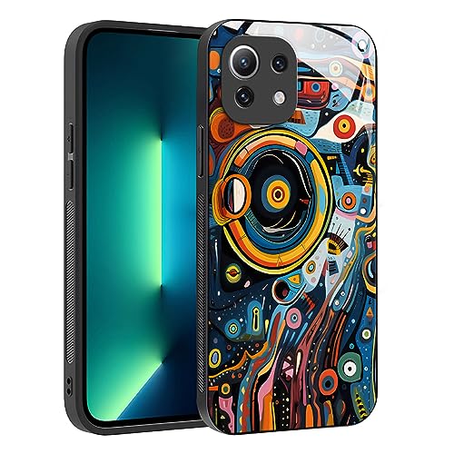 YUXING Hülle für Xiaomi Mi 11 Lite 4G / 5G / 5G NE - Abstraktes Geometrie Muster Design Handyhülle Dünn Kratzfest Glas Rückseite, rutschfest Stoßfeste Schutzhülle (Abstact Art,01) von YUXING