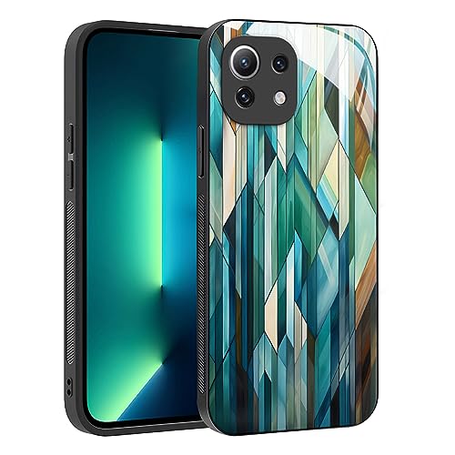 YUXING Hülle für Xiaomi Mi 11 Lite 4G / 5G / 5G NE - Abstraktes Geometrie Muster Design Handyhülle Dünn Kratzfest Glas Rückseite, rutschfest Stoßfeste Schutzhülle (Geometry,01) von YUXING